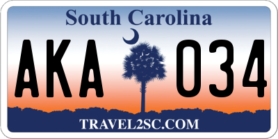 SC license plate AKA034