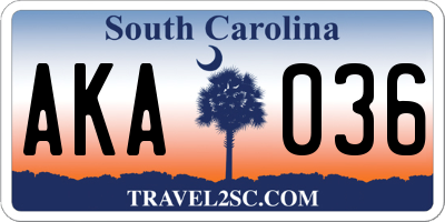 SC license plate AKA036