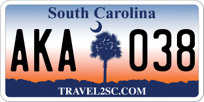 SC license plate AKA038