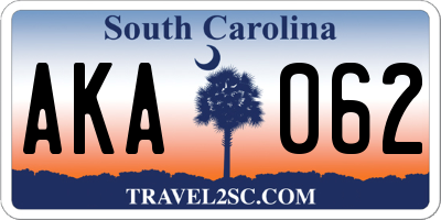 SC license plate AKA062