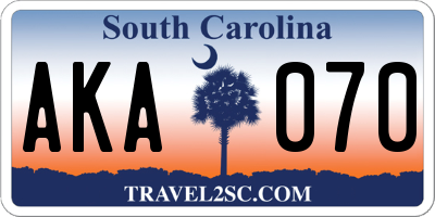 SC license plate AKA070