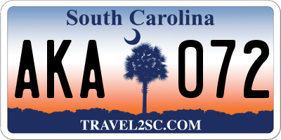 SC license plate AKA072