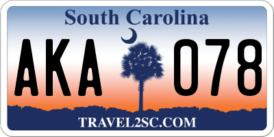 SC license plate AKA078