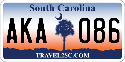 SC license plate AKA086