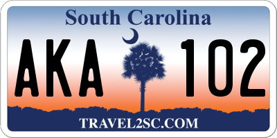 SC license plate AKA102