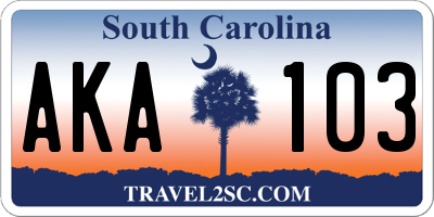 SC license plate AKA103