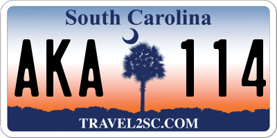 SC license plate AKA114