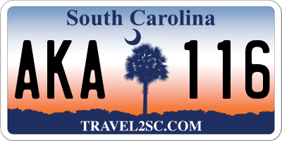 SC license plate AKA116