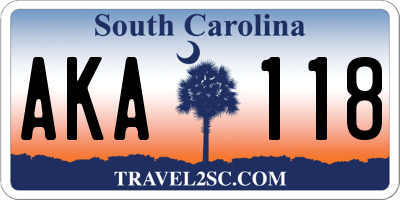 SC license plate AKA118