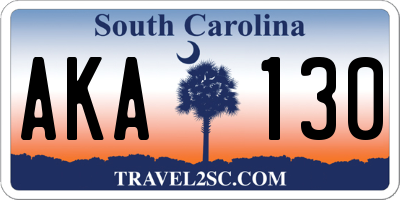 SC license plate AKA130