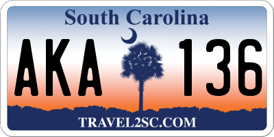 SC license plate AKA136