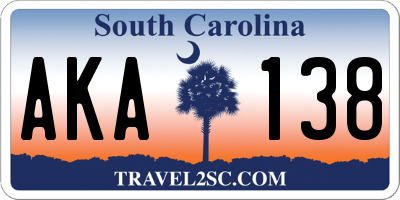 SC license plate AKA138