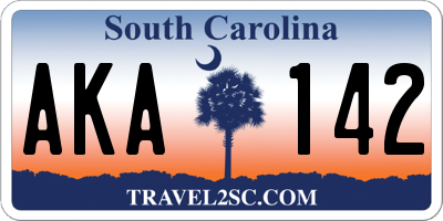 SC license plate AKA142