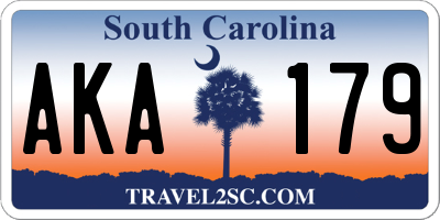 SC license plate AKA179