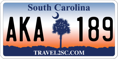 SC license plate AKA189