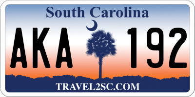 SC license plate AKA192