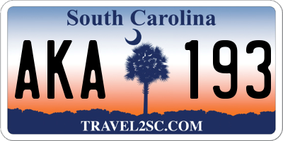 SC license plate AKA193