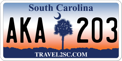 SC license plate AKA203