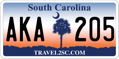 SC license plate AKA205