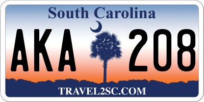 SC license plate AKA208