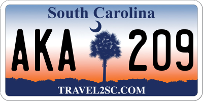 SC license plate AKA209