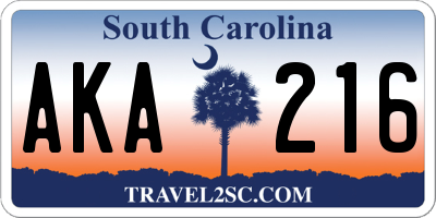 SC license plate AKA216
