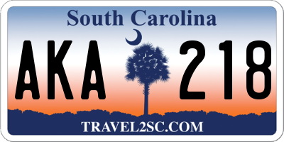 SC license plate AKA218
