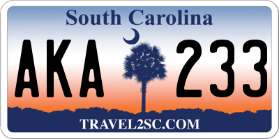 SC license plate AKA233