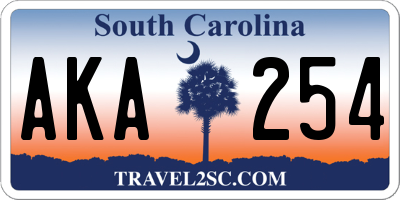 SC license plate AKA254