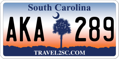 SC license plate AKA289