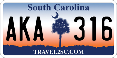 SC license plate AKA316