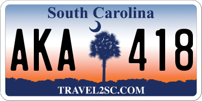 SC license plate AKA418
