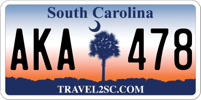 SC license plate AKA478
