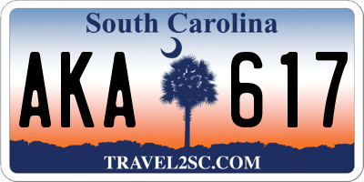 SC license plate AKA617