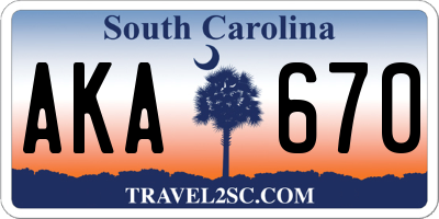 SC license plate AKA670