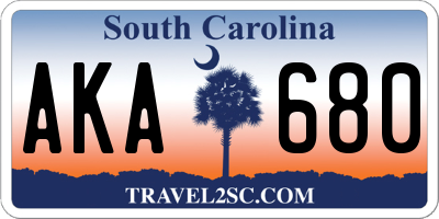 SC license plate AKA680