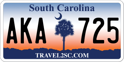 SC license plate AKA725