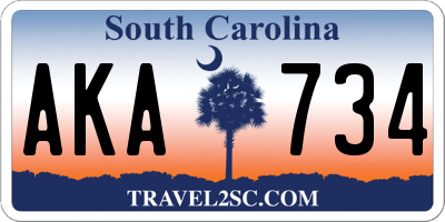 SC license plate AKA734