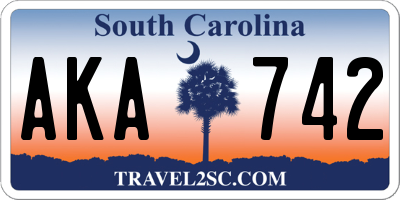 SC license plate AKA742