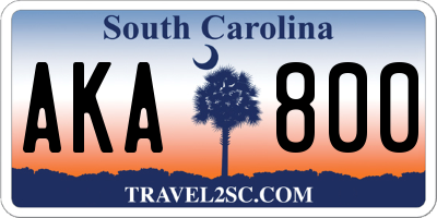 SC license plate AKA800