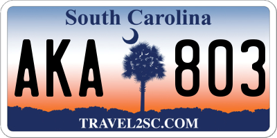 SC license plate AKA803