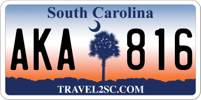 SC license plate AKA816