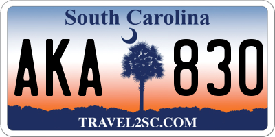 SC license plate AKA830