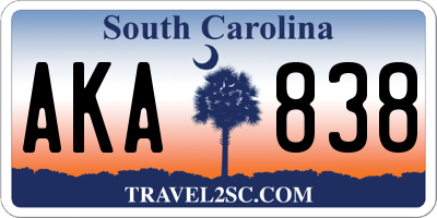SC license plate AKA838