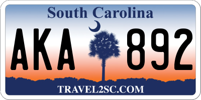 SC license plate AKA892
