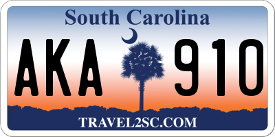 SC license plate AKA910