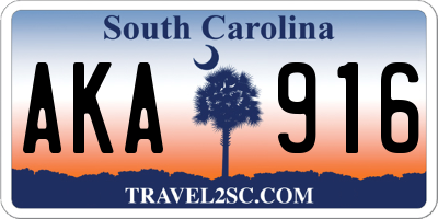 SC license plate AKA916