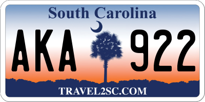SC license plate AKA922