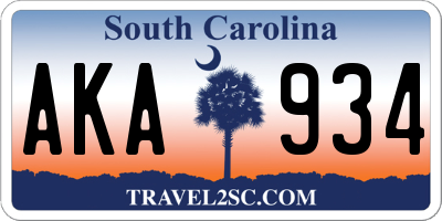 SC license plate AKA934