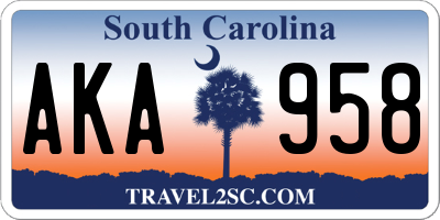SC license plate AKA958